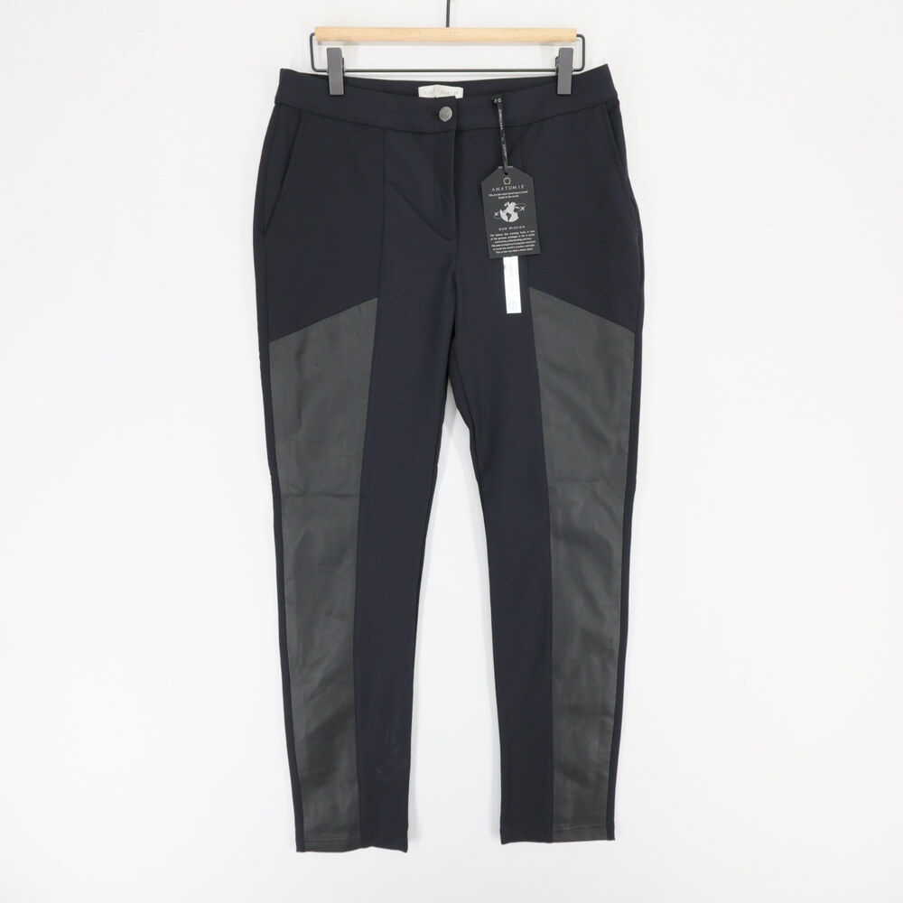 Anatomie Xandra Pants Womens M Black Leather Panel Stretch Travel Slim Fit